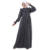 Summer full sleeves printed maxi dress- Navy